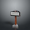 Industrial Equipment Billboard Structure With Red Metal Pole Base Support And Top Antenna Device