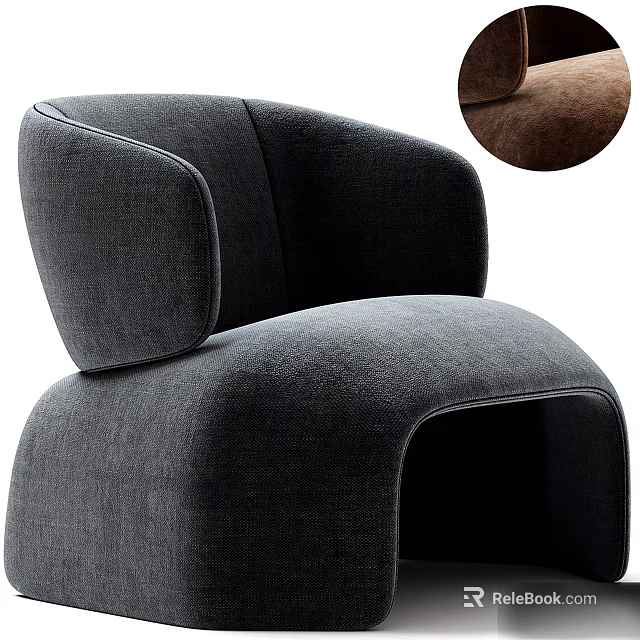 Modern Gray Fabric Armchair With Curved Arms And Comfortable Ergonomic Design 3d model 