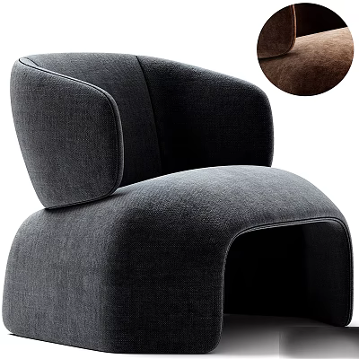 Modern Gray Fabric Armchair With Curved Arms And Comfortable Ergonomic Design 3d model