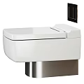 Modern White Wall Mounted Toilet With Sleek Design And Stainless Steel Base