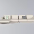 Modern Light Beige Sectional Sofa With Decorative Pillows And Comfortable Seating 3d model