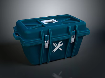 Practical Blue Toolbox With Wrench And Screwdriver Icon For Storing Tools 3d model
