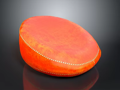 Soft Orange Round Decorative Cushion With White Stitching For Clothing Accessory 3d model