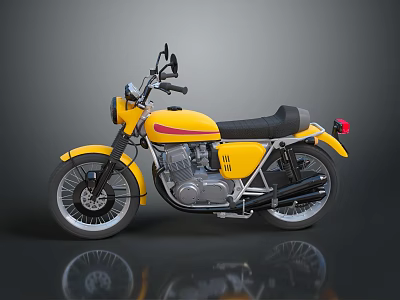 Classic Vintage Yellow Motorcycle With Black Seat And Metallic Stylish Design 3d model