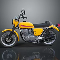 Classic Vintage Yellow Motorcycle With Black Seat And Metallic Stylish Design