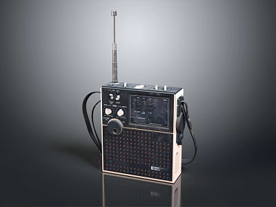 Vintage Portable Radio With Retro Design Antenna Knobs Display Panel And Handle 3d model