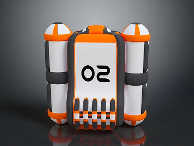 Portable White And Orange Oxygen Tank With O2 Logo For Household Use 3d model Portable White And Orange Oxygen Tank With O2 Logo For Household Use 3d model