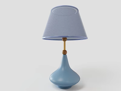 Minimalist Table Lamp With Light Blue Base And Light Purple Fabric Lampshade 3d model