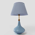 Minimalist Table Lamp With Light Blue Base And Light Purple Fabric Lampshade
