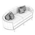Elegant Modern Gray Multi Seater Sofa With Gold Trim And Plush Throw Pillows 3d model