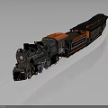 Vintage Steam Locomotive With Black Red Engine Coal Car And Railway Track