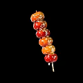 Colorful Candied Fruit Skewers With Glossy Sugar Coating And Sesame Seeds On Bamboo Stick