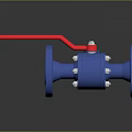 Blue Ball Valve Hardware Tool With Red Handle For Industrial Applications 3d model