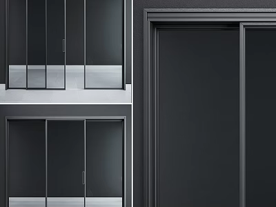 Modern Sliding Doors With Black Frame And Sleek Design For Interior 3d model