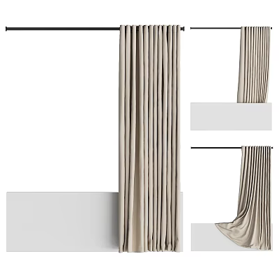 Elegant Beige Curtains With Soft Drapes Modern Hanging Style For Home Decor 3d model