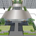 Modern High Rise Residential Complex With Landscaped Gardens And Swimming Pool
