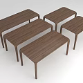 Modern Walnut Wooden Dining Table With Simple Design And Slim Legs 3d model