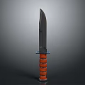 Tactical Military Knife with Black Sharp Blade and Orange Striped Handle for Outdoor Survival