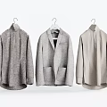 Modern Minimalist Clothes Collection Featuring Hanging Gray Beige And Patterned Garments 3d model