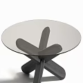 Modern Round Table With Glass Top And Wooden Cross Base Design