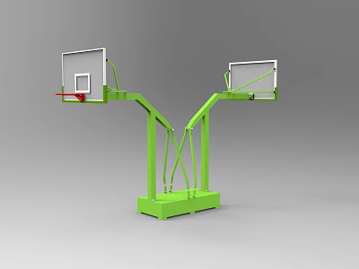 Green Double Rim Basketball Hoop Sports Equipment With Stable Base And Portable Design 3d model