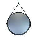 Round Black Frame Mirror With Leather Straps For Hanging Home Decor 3d model