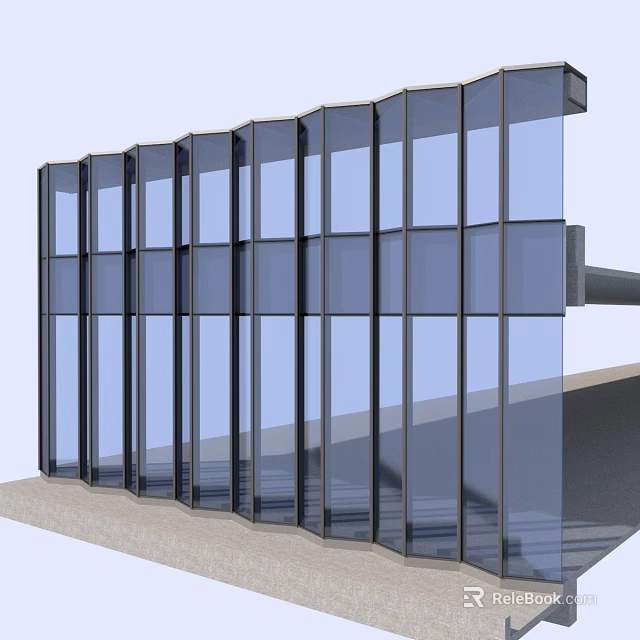 Modern Architectural Glass Component With Vertical Panels And Dark Frame Structure 3d model 