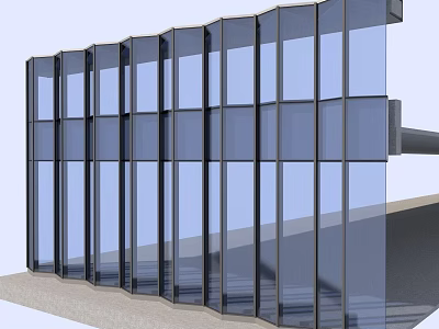 Modern Architectural Glass Component With Vertical Panels And Dark Frame Structure 3d model