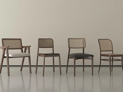 Modern Leisure Chairs With Wooden Frames Woven Backs And Various Colored Seats 3d model
