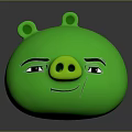 Green Cartoon Pig Character With Round Shape Ears And Smiling Expression 3d model