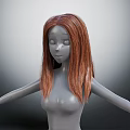 Posed Human Mannequin Figure with Long Red Hair and Detailed Breast Features