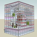 Modern Glass Facade Office Building With Multi Storey Interior Layout And Green Plants