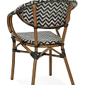 Outdoor Chair With Brown Metal Frame Black White Chevron Pattern Fabric And Curved Armrests