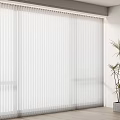 White Vertical Panel Curtains For Window With Potted Plant And Wooden Floor