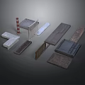 Diverse Scene Components With Concrete Metal Platforms Railings Pipes And Steps