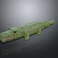 Minecraft Crocodile Pixel Art 3D Model With Green Scales And Red Mouth