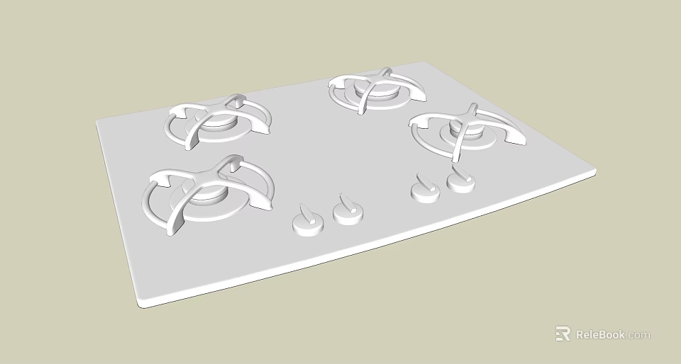 Stainless Steel Gas Stove Kitchen Appliance With Multiple Burners And Control Knobs 3d model