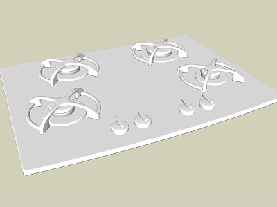 Stainless Steel Gas Stove Kitchen Appliance With Multiple Burners And Control Knobs 3d model