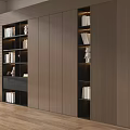 Modern Living Room Wooden Bookcase With Open Shelves LED Lighting And Storage