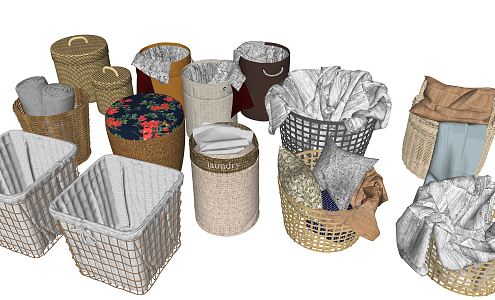 Modern Storage Basket Dirty Clothes Frame Dirty Clothes Basket Blue 3d model