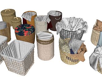 Modern Storage Basket Dirty Clothes Frame Dirty Clothes Basket Blue 3d model