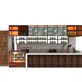 Wooden Bar Counter Interior Design With Wine Racks Menu Boards Cabinets And Warm Lighting