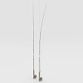 Two Fishing Rods With Wooden Handles And Colorful Reels On White Background