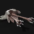 Sci Fi Monster Creature With Large Mouth Sharp Teeth And Long Claws On Black Background