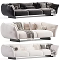 Three Seater Sofa With Plush Cushions Stylish Throw Blankets And Modern Design