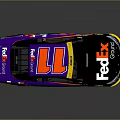 FedEx Ground Number 11 Race Car With Purple Red Body And Sponsor Logos Design