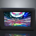 Black Tablet Display Showing Large Stadium With Football Field Audience And Lights