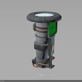 Industrial Equipment With Cylindrical Structure Top Grid Red Rings Green Panel And Copper Tubes