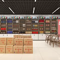 Liquor Store Interior Design With Shelves Of Various Liquors Beverages And Displayed Boxes