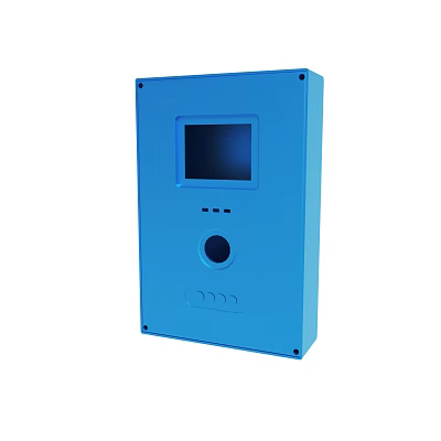 Blue Electronic Control Box With Front Panel Display Screen And Buttons 3d model